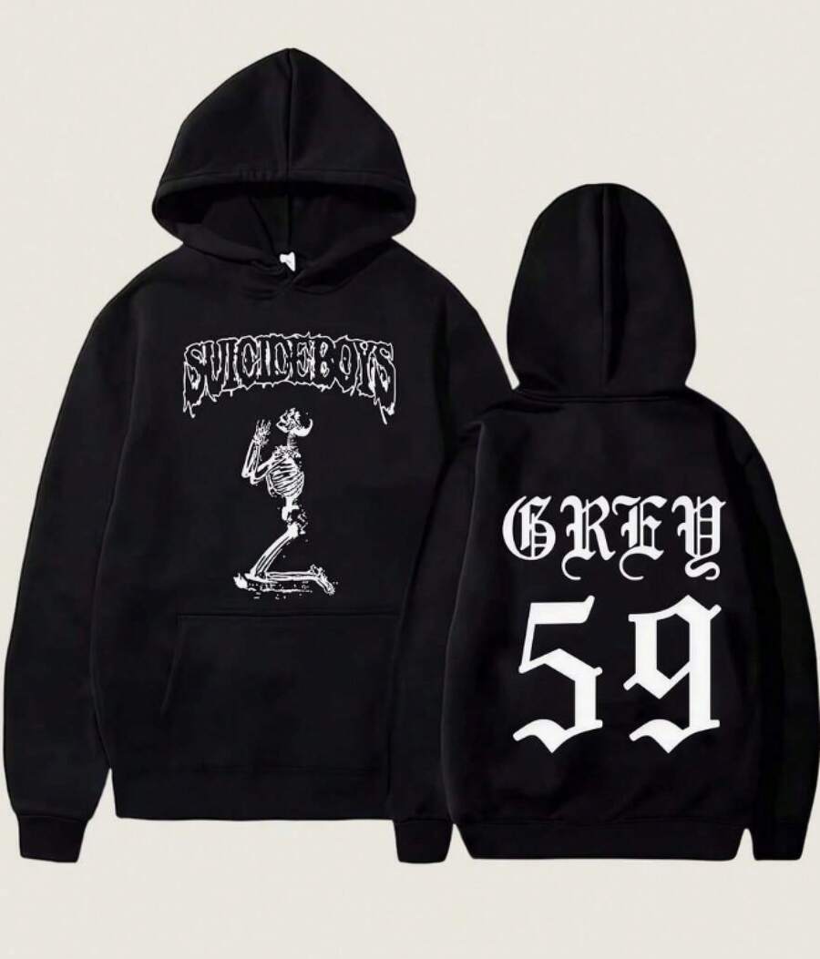 2025 Autumn_Winter New S G59 Hoodie Suicideboy Muisc Hoodie Casual Fashion Hoodie Daily Street Warm Hoodie - 黑色 - 查看 1
