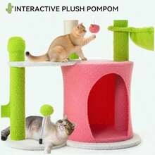 YITAHOME Tall Cat Tree Tower With Self-Grooming Brush, 60in Cute Cat Climbing Tower For Indoor Cats With Cat Condo, Top Perch, Basktet, Sisal Scratching Posts And Board, Dangling,Ball(Light Cactus 36 In Height) - Nhiều màu - Xem 7