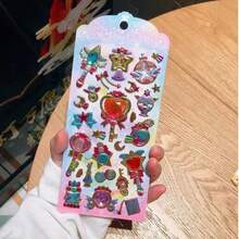 3D süße Aufkleber, wiederverwendbare Cartoon Szenen Aufkleber mit Zauberstab und Edelsteinen, Spaß DIY Tagebuch Sammelalbum Notizbuch und Handyhülle Aufkleber, Erwachsenen Prägung Stil