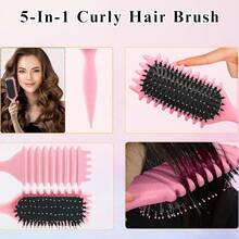 Curl Defining Brush, Curly Hair Brush For Styling, Shaping, Detangling & Defining Curls For Women And Men, Curl Brushes For Curly Hair Work On All Wet Or Dry Hair Types (Green) - 粉色 - 查看 7