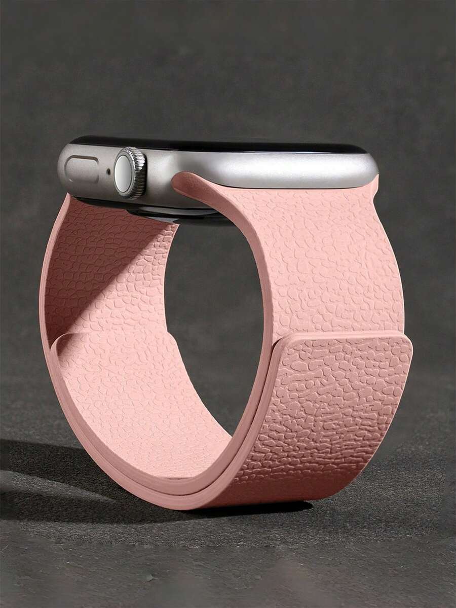1条男女通用荔枝纹硅胶磁吸表带，兼容 42mm、38mm、40mm、41mm、44mm、45mm、46mm、49mm，时尚智能手表替换表带，适用于Series Ultra2、Ultra SE2、SE 11、10、9、8、7、6、5、4、3、2、1