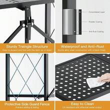 4 TierFolding Shelf Storage Racks And Shelving Units On Wheels Metal Foldable Storage Shelves No Assembly For Garage Kitchen Black 4 Layers - As Pic - View 4