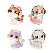 4pcs 3D Embroidered Patch Badges, Heat-Seal Design Patches For Clothing, Hats, Jackets, DIY Decoration - Bowknot, Cat Embroidered Patch Set, Suitable For Phone Cases, Bags, And Apparel - 4-piece Set - View 11