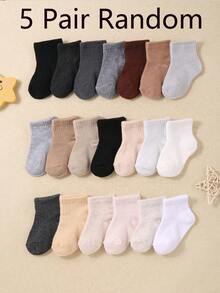 20/10/5 双装婴儿袜，弹性袜口，颜色随机。这款袜子适合所有季节，非常适合婴儿日常休闲和活动穿着。婴儿袜、新生儿袜、幼儿袜、圣诞节/感恩节礼物、短袜 - 彩色 - 查看 15