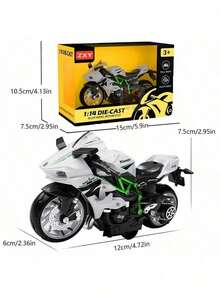 1PC-Alloy Motorcycle-1:14 Motorcycle-Upgraded Larger Size-Inertia Driving-Metal Material-Kawasaki Motorcycle-Birthday Gift-Holiday Gift-Perfect Gift-Gift - Multicolor - View 9