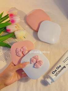 Cute Portable Compact Foldable LED Magnifying Handbag Mirror 025-036/037 - 白色 - 查看 3