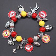 Creative Fashion Football Team Elastic Beaded Bracelet, Light Luxury Niche High-End Design Daily Casual Versatile Unisex Steel Bracelet Accessories - 07-3431-38 - 查看 5