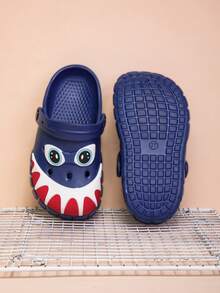 Atmungsaktive Kinder Cartoon Sandalen mit großen Zähnen und großen Augen, zweifarbig, lässig, bequem, rutschfest für Strand und Spiel, leichte EVA Klassische Sandalen/Hausschuhe für Innen und Außen