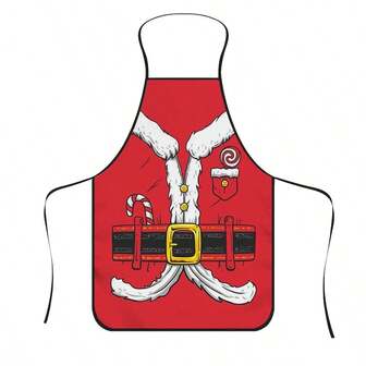 1pc Christmas Funny Santa Claus Print Apron, Durable Polyester Material, Suitable For Cooking, Barbecue, Gardening, Painting, Manicure, Unisex, Indoor And Outdoor Use