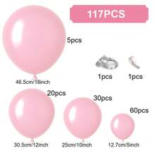 117 piezas (1 set) Decoración de fiesta rosa Maca con globos de diferentes tamaños, set de guirnalda y arco de globos, globos únicos con forma de estrella explosiva, árbol de globos DIY, arco de globos, decoración para cumpleaños, boda, San Valentín, fiesta festiva, Navidad y Año Nuevo, ramo de globos para boda, set de globos - Multicolor - Ver 2