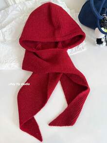 1 Stück Damen Einfarbig Gestrickter Schal & Mütze Set, Neue Mode Sturmhaube, Lässiger vielseitiger gestrickter Halswärmer Schal, Herbst/Winter Kältebeständige Warme Beanie, Geeignet für den täglichen Gebrauch