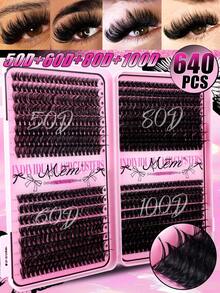 640/300 sợi mi giả D-Curl dạng xòe, kiểu hoạt hình, 30D/40D/50D/60D/80D/100D, 9-16mm, mi giả tự làm theo yêu cầu, mi 3D, mi volume kiểu Nga, mi giả lông chồn mềm mại, tự nhiên. Thích hợp cho du lịch, sử dụng hàng ngày (thân thiện với người mới bắt đầu), đám cưới, hẹn hò, tiệc tùng, kỳ nghỉ, cũng tuyệt vời cho Giáng sinh/Halloween/làm quà tặng. - màu đen - Xem 2