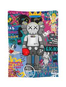 Kawss Kawaii Kaw Blanket Cozy Anime Gift Blanket - Premium Flannel Throw For Fans, Soft Cartoon Print For Sofa, Bed, Camping & Travel, Great Christmas Birthday Present - 黑色 - 查看 4