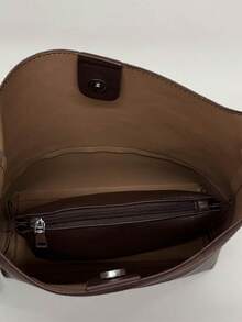Mini Summer Fashion Texture Solid Color PU Bucket Bag Retro Versatile Women's Shoulder Bag - Coffee - View 5