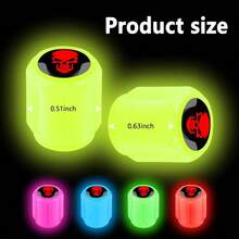 20PCS Fluorescent Tire Valve Stem CapsLuminous Auto Wheel Air Valve Cap Universal Decoration Accessories For Car/SUV/Bicycle/Trucks/Motorcycles Cool Car Gifts 20Pcs5 Colors/Skull - 20個5色骷髏頭 - 查看 2