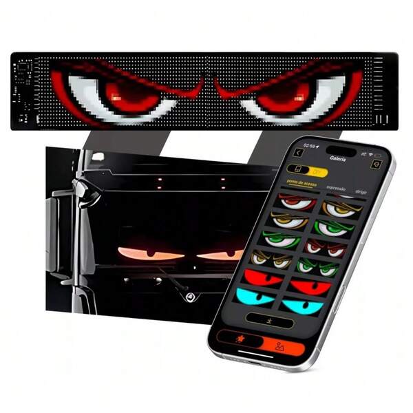 Olhos Led Para Para-brisa De Caminhão De Carro Enfeite De Lojas Painel Tela Led Flexível 60CM