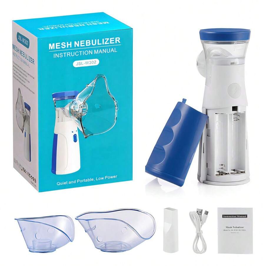 Neubolizador Ultrasonico Portatil Recargable Mini Inhalador equipo médico mini inhalador ultrasonico portátil recargable herramienta salud respiración bienestar regalo práctico - Blanco - Ver 1