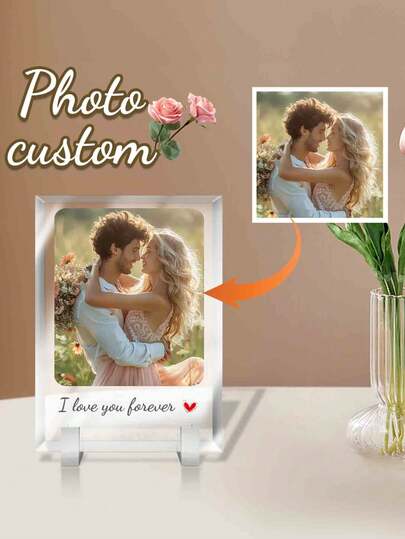 1 tấm ảnh Acrylic tùy chỉnh cho cặp đôi, khung ảnh Acrylic hình chữ nhật cá nhân hóa, quà tặng tình yêu tùy chỉnh cho bạn trai bạn gái, kỷ niệm ngày lễ tình nhân kỷ niệm ngày cưới, bảng Acrylic trong suốt tùy chỉnh có chữ, khung ảnh khắc cho anh ấy và cô ấy, đồ trang trí nhà lãng mạn, quà tặng độc đáo cho cặp đôi, ý tưởng quà tặng sinh nhật Giáng sinh