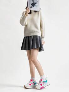 Alan Vincent[Warm Sneakers Series]White And Red Platform Sneakers Women's Casual Sports Shoes Winter Warm Women's Outdoor Shoes Fashion And Comfortable