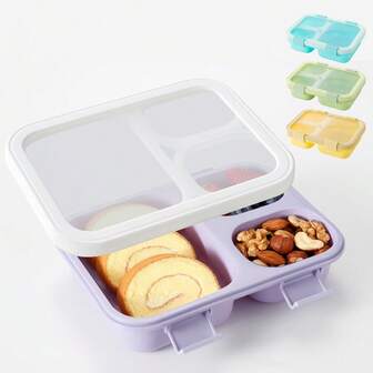 1个三格分隔保鲜方形便捷分类多功能食品容器，防漏密封便携防溢，PP材质，健康耐用易清洁大容量午餐盒，适合一日三餐，是上班族的必备品，专为学生、户外野餐、家庭厨房设计。