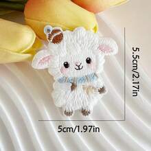 4枚3D立体刺绣徽章，热封设计，适用于服装、帽子、夹克、DIY装饰 - 蝴蝶、蝴蝶结、小山羊刺绣徽章套装，也适用于手机壳、包包和服装。 - 4件套自黏膠 - 查看 6