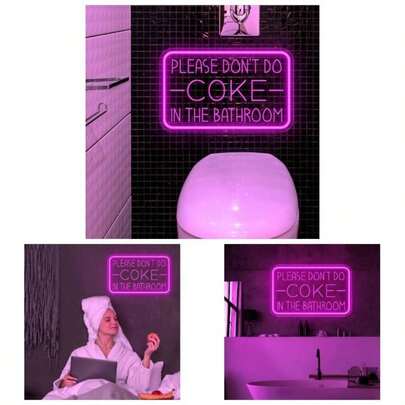 Please Don'' Do In Bathroom Neon Sign Wall Decor, Powered Neon With Adjustable Brightness, Sign Party Decor, Bathroom, Gifts