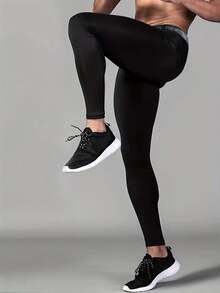 Men's Winter Thermal Fleece Running Basketball Compression Tights, High Stretch Breathable Quick Dry Pants, Keep Warm