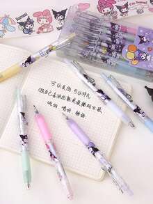 Sanrio Licensed, Available In 1/6/12 Pieces, High Quality, Sanrio Kuromi Press Pen, Quick-Drying, 0.5 Smooth Writing Ballpoint Tip, A Suitable Gift For Friends During The Graduation And Back To School Season. - Multicolor - View 4