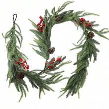 Christmas Vine Artificial Plant Pine Needle Vine Wreath Decor, Faux Green Plant Vine - Multicolor - View 2