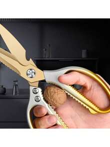 1pc Ombre Gold Kitchen Scissors Set (With Scissors Sheath) - Includes Peeler, Stainless Steel Poultry Shears, Multipurpose Seafood Scissors, Kitchen Utensils, Suitable For Meat, Vegetables