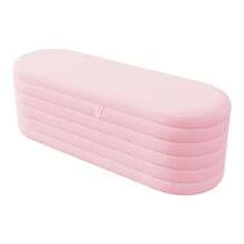 Sofá-cama e pufe com espaço de armazenamento 120 x 40, pufe acolchoado com espaço de armazenamento, pufe para sofá, macio e aconchegante, rosa