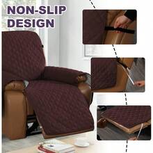 Sofa Slipcover Reversible Sofa Cover Water Resistant Couch Cover With Adjustable Straps Washable Couch Cover For Dogs Pets Recliner Brown Beige - Brown - View 3
