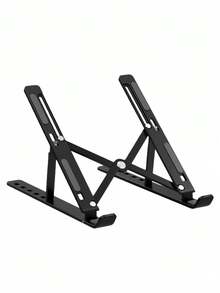 1pc Foldable & Adjustable Laptop Stand, Cooling Pad Desk Mount Holder For Notebook, Tablet, Compatible With All Laptop Models, Plastic Material, 10-Level Angle Adjustment