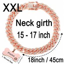 1pc Customized Luxury Rhinestone Dog Cuban Link Collar, 1.3cm Wide Hiphop Pet Necklace, Suitable For Small/Medium/Large Dogs, Pet Accessories & Gift, Can Engrave Pet Name, Phone Number, Anti-Lost Ornamental,Engraved Stylish,Fashion,Colorful,Vintage,Cute,Contracted,Cuties Custom,Unique,Customized,Personalized Pet For Anniversaries,For Birthdays,Pet Supplies,2025 Halloween Accessories,Fall Décor