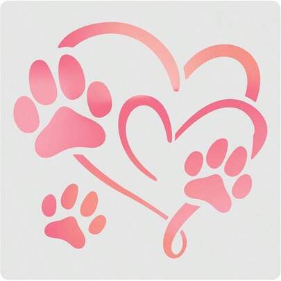 FINGERINSPIRE Footprint Heart Stencils - 11.8x11.8 Inch Plastic Animal Footprint Drawing Painting Stencils For Wood, Floor, Wall And Tile