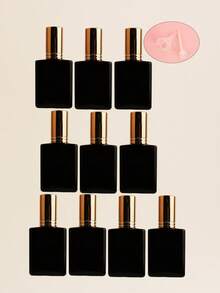 مجموعة من 3/5/10/20 قطعة من زجاجات الرذاذ المسطحة السوداء القابلة لإعادة التعبئة سعة 15 مل، رشاشات محمولة للتونر/العطر، أغطية رشاش باللون الذهبي الوردي/البنفسجي/الوردي، مع قمع وأداة إعادة التعبئة مضمنة - متعدد الألوان - مشاهدة 12