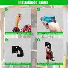 Colgador de montaje en pared de motosierra de Metal resistente, estante de almacenamiento de herramientas de taller, soporte colgante para cortadoras de jardín, cortacésped y cizalla - Negro - Ver 6