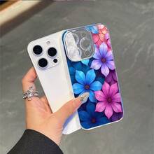 CLEAR  CASE Vibrant Blue And Pink Flowers Create A Colorful Floral PatternCompatible With  11 To  17 Models The Cases Lens Protection Function Ensures The Camera Remains Undamaged During Shooting  Guaranteeing Image Quality - Clear - View 4