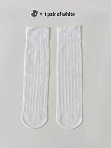 1/3/6双薄款女士中长袜。透气袜子。透明长筒袜。纯色女士袜子，秋季 - 彩色 - 查看 13