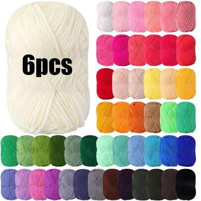 6 Rolls Mixed Fiber Mini Yarn, Suitable For DIY Knitting And Crocheting, 150g/5.29oz Per Roll, 4-Ply Nylon-Rayon-Polyester Fiber, 70m/76.5yds, Multi-Color Craft Yarn Set For Scarf And Hat Making