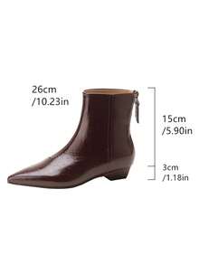 Qiluyuan Women's Fashion Boots, New Autumn/Winter Short Boots, Western Style Side Zipper, Office Solid Color Pointed Toe Mid Chunky Heel Slim Boots, Work Shoes, Date Night Stylish Ankle Booties