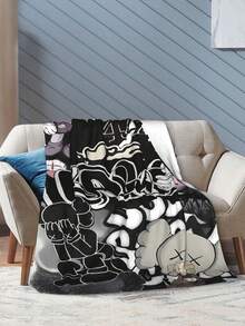 Kawss Kawaii Kaw Blanket Luxury Anime Flannel Blanket - Ultra Soft Cartoon Print, The Perfect Gift For Any Occasion, Christmas, Birthday, For Home, Camping & Travel Use - 黑色 - 查看 6