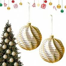 Tree Decorations 2 Pieces Lightweight Pendant Supplies 8cm Balls Tree Ornaments Indoor Outdoor Party Home Family Friends Wall Window Holiday Decor Fun Festive Accessories - Dorado - Ver 8