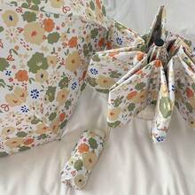 Umbrelă pliabilă compactă cu imprimeu floral galben și verde, la modă și minimalistă, strat negru pentru protecție solară și ploaie