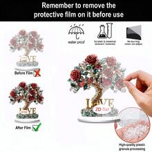 1pc Romantic Coffee Mug House Desktop Ornament, Multifunctional 2D Acrylic, Apple And Rose Design, Valentine's Day/Anniversary Gift - Multicolor - View 11