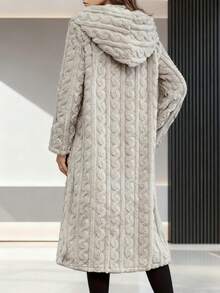 Christmas Women's Hooded Knit Coat, Autumn And Winter Warm Overcoat, Casual Jacket Winter Clothes For Women - Màu be - Xem 3