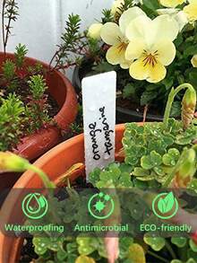 50/100/200pcs Horticulture Plant Labels 4 Inch PP Material, Waterproof One-Line Embedded Labels Reusable Acts As A Plant Growth Record - White - View 5