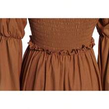 Vestido de disfraz medieval y renacentista, vestidos de época victoriana y regencia para mujeres - Grande / Extra grande + Marrón - Ver 5