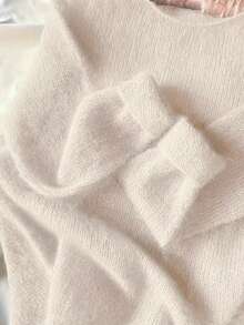 Áo len chui đầu màu trơn thường ngày - Màu be - Xem 2