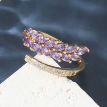 Purple Synthetic Wheat Spike Ring Women, High-End Non-Fading Ring, Fashionable Simple Versatile Ring, Hand Jewelry, Holiday - Purple  Open Ring - View 5